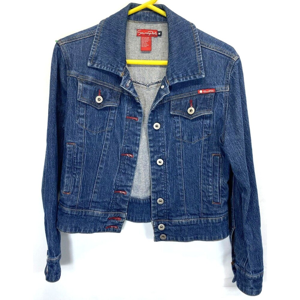 South Pole Women Denim Trucker Jacket Size Junior M Medium Acid Wash Button Down